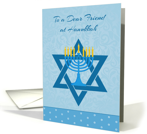For Friend - Hanukkah Menorah with Blue Star of David card (1503100)