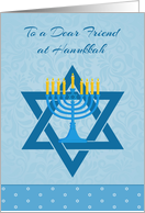 For Friend - Hanukkah Menorah with Blue Star of David card