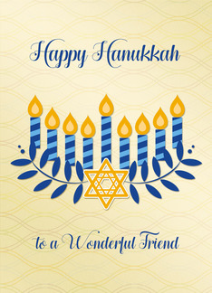 For Friend - Hanukkah Menorah with Gold Star