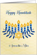 Across the Miles - Hanukkah Menorah with Gold Star card