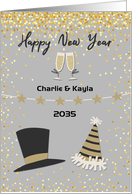 Customize - Happy New Year Hats and Confetti card