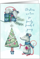 Sweet Christmas Mice with Tree and Gift card