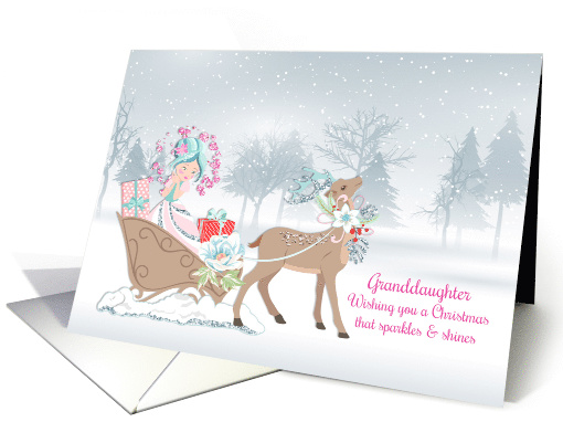 Granddaughter - Christmas Princess - Sleigh with Reindeer card