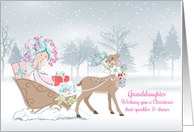 Granddaughter - Christmas Princess - Sleigh with Reindeer card