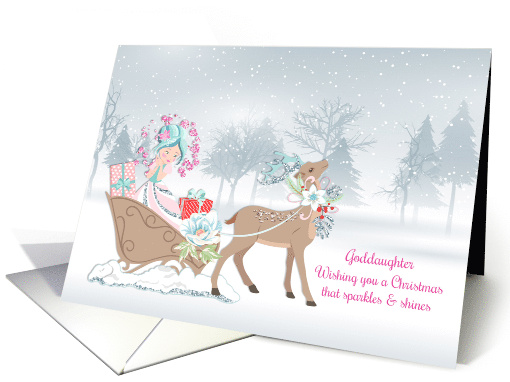 Goddaughter - Christmas Princess - Sleigh with Reindeer card (1504760)