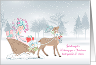 Goddaughter - Christmas Princess - Sleigh with Reindeer card