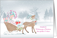 Personalized - Christmas Princess - Sleigh with Reindeer card