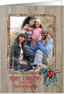 Rustic Rope and Wood Christmas Photo Card
