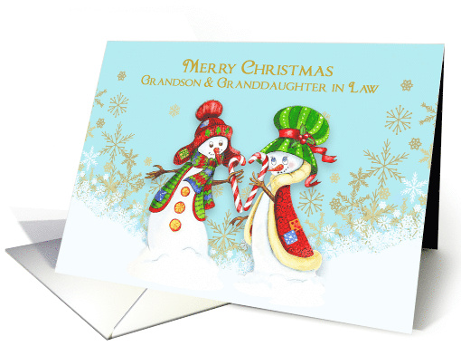 Grandson and Granddaughter in Law Christmas Snow Couple card (1505130)