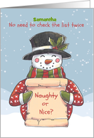 Personalize - Snowman Naughty or Nice List card