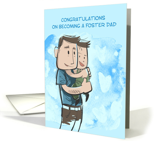 Foster Dad Congratulations - Man and Young Boy card (1505554)