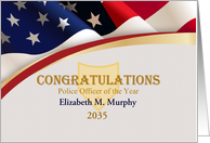 Custom - Congratulations Police Office of the Year - US Flag and Badge card