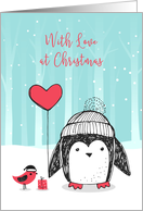 Christmas Penguin, Bird and Winter Scene card