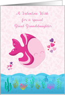 Great Granddaughter Valentine Wish with Fish, Hearts and Coral card