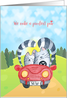 Valentine - Purrfect Pair - Loving Cats in Car card