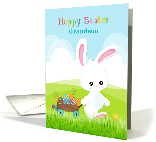 For Grandson - Easter Bunny with Wagon card (1510314)