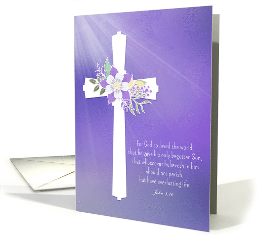 Easter Blessing with Cross, Flowers and Bible Verse card (1510350)
