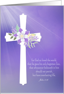 Easter Blessing with Cross, Flowers and Bible Verse card