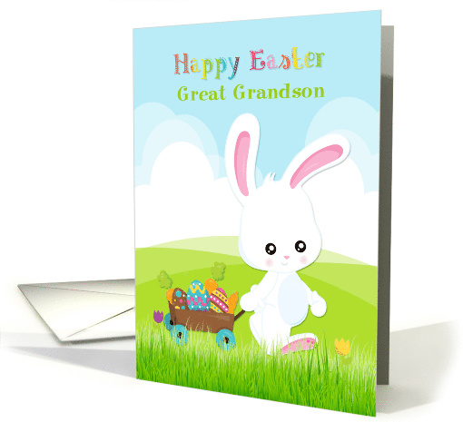 For Great Grandson - Easter Bunny with Wagon card (1510806)