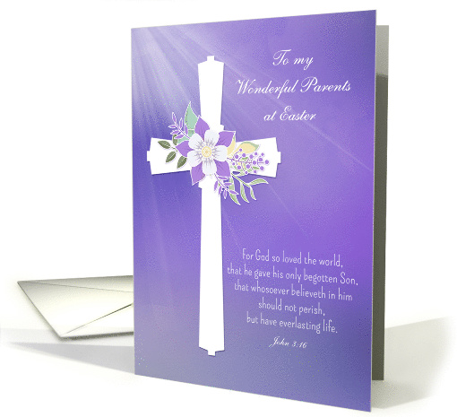 For Parents - Easter Cross with Flowers and Verse card (1511902)