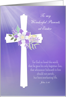 For Parents - Easter Cross with Flowers and Verse card