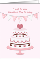 Valentine’s Day Birthday Pink Cake with Hearts card