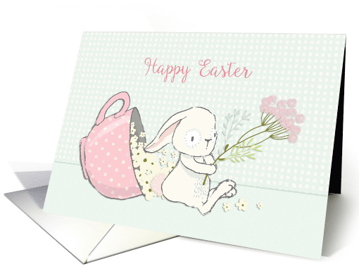 Happy Easter with Teacup Flowers and Cute Bunny card (1513730)