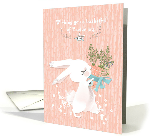 Easter Bunny with Basket of Carrots Peach card (1514420)