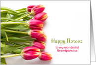 Customize Front Happy Norooz with Pink Tulips card