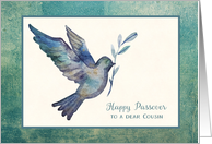 For Cousin Happy Passover with Watercolor Dove card