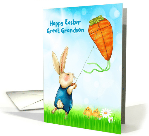 Easter for Great Grandson Rabbit Flying Carrot Kite card (1515872)