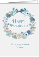 Customize Front Passover Floral Wreath card