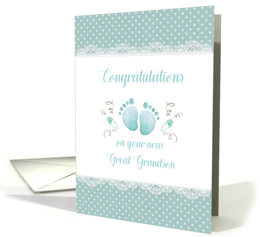 New Great Grandson Congratulations Polka Dots and Lace card (1516486)