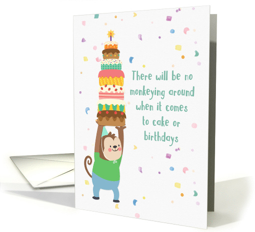 Monkey with Big Birthday Cake card (1517956)