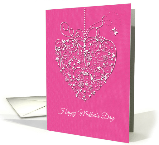 Mother's Day White Filigree Heart on Pink card (1519592)