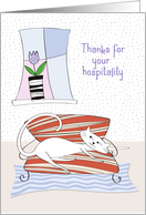 Thank You for Hospitality with Cat on Sofa card