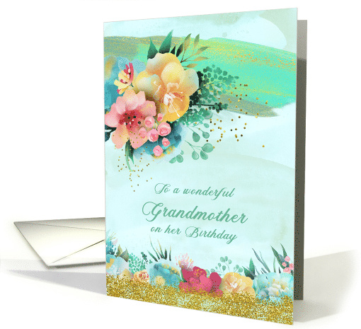 Grandmother Birthday Elegant Watercolor Floral card (1529066)