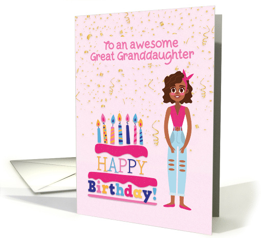 Great Granddaughter Birthday with Cake African American card (1530692)