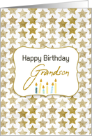 Grandson Birthday Gold Colored Stars and Candles card