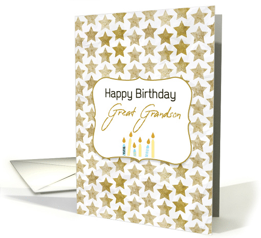 Great Grandson Birthday Gold Colored Stars and Candles card (1530778)
