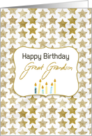 Great Grandson Birthday Gold Colored Stars and Candles card