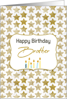 Brother Birthday Gold Colored Stars and Candles card