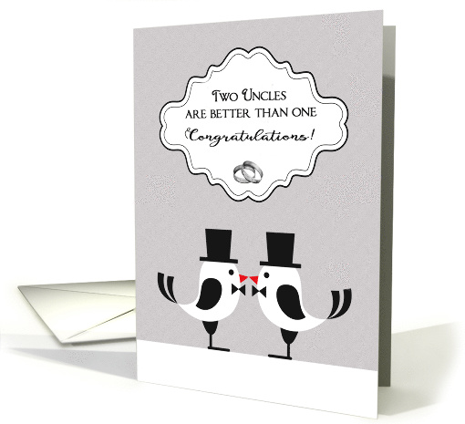 Wedding Day Congratulations for Gay Uncles Two Birds in Top Hats card