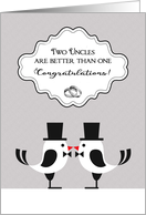 Wedding Day Congratulations for Gay Uncles Two Birds in Top Hats card