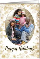 Gold Colored Snowflakes Happy Holidays Photo Card