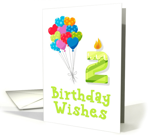Second Birthday Balloon Bouquet Green 2 Candle card (1531720)