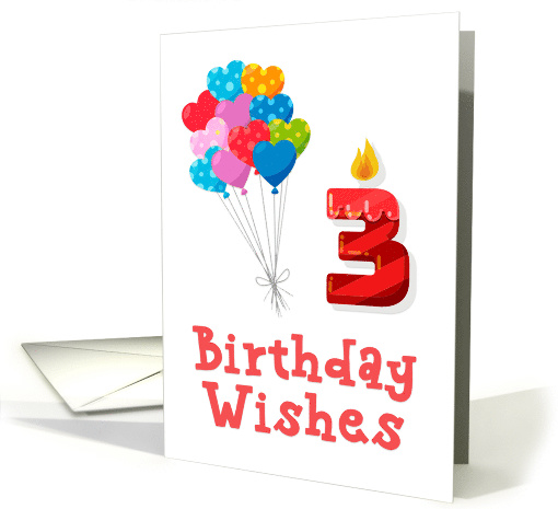 Third Birthday Balloon Bouquet Red 3 Candle card (1532040)