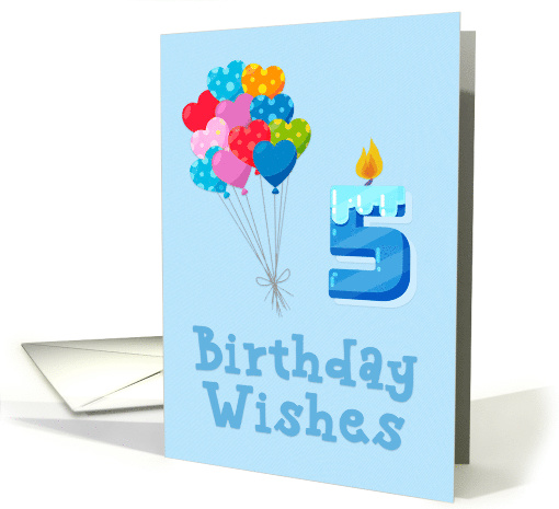 Fifth Birthday Balloon Bouquet Blue 5 Candle card (1532044)