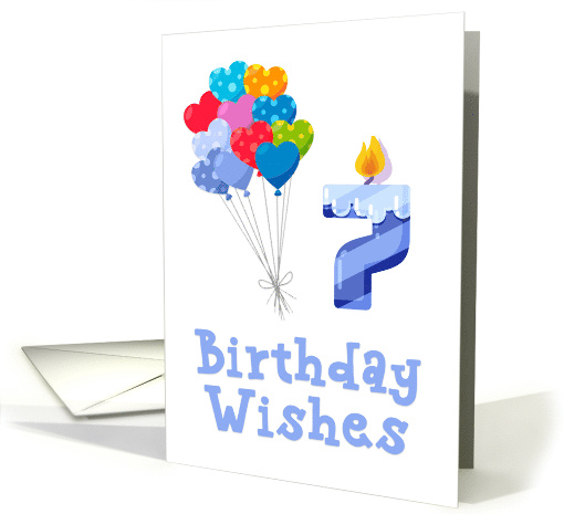 Seventh Birthday Balloon Bouquet Blue 7 Candle card (1532048)