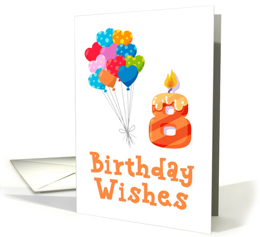 Eighth Birthday Balloon Bouquet Orange 8 Candle card (1532050)